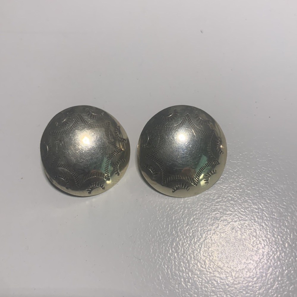 Vintage signed sterling small sterling silver round 0.5” clip on earrings - Picture 3 of 8